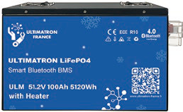 Ličio akumuliatorius LiFePO4 51,2 V 100 Ah su Bluetooth, išmaniuoju BMS ir šildymu (ULM-48-100H, ULTIMATRON)