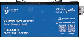 Golf cart lithium battery LiFePO4 51.2 V 105 Ah, 150 A, with Bluetooth, smart BMS and heater, IP54 (ULG-48-105H, ULTIMATRON)