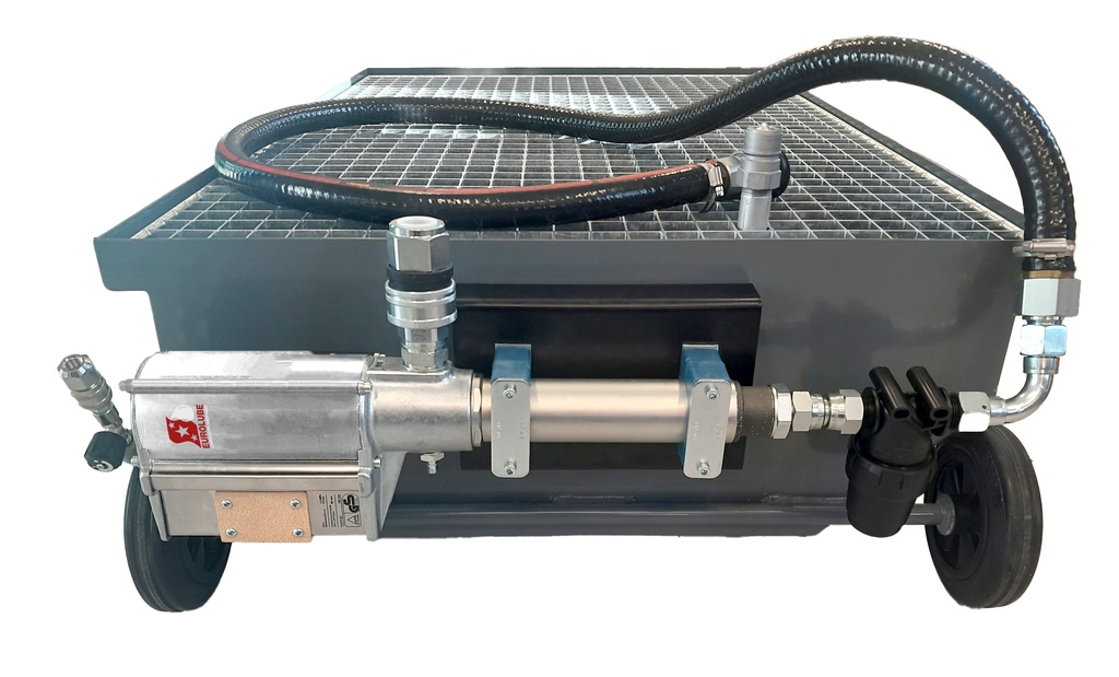 Panaudotos alyvos surinkimo įrenginys 200 l, pilkas, su siurbliu ir filtru (0951-900, EUROLUBE)