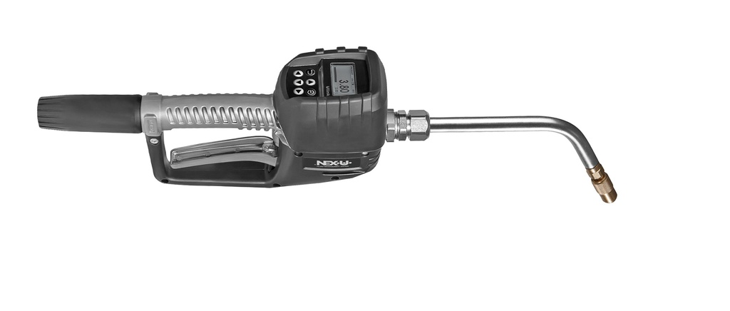 NEX·U·® U·link Wireless digital hand meter with 60° outlet pipe and manual non-drip 1/2" (F) BSP Oil/Glycol (10552, EUROLUBE)