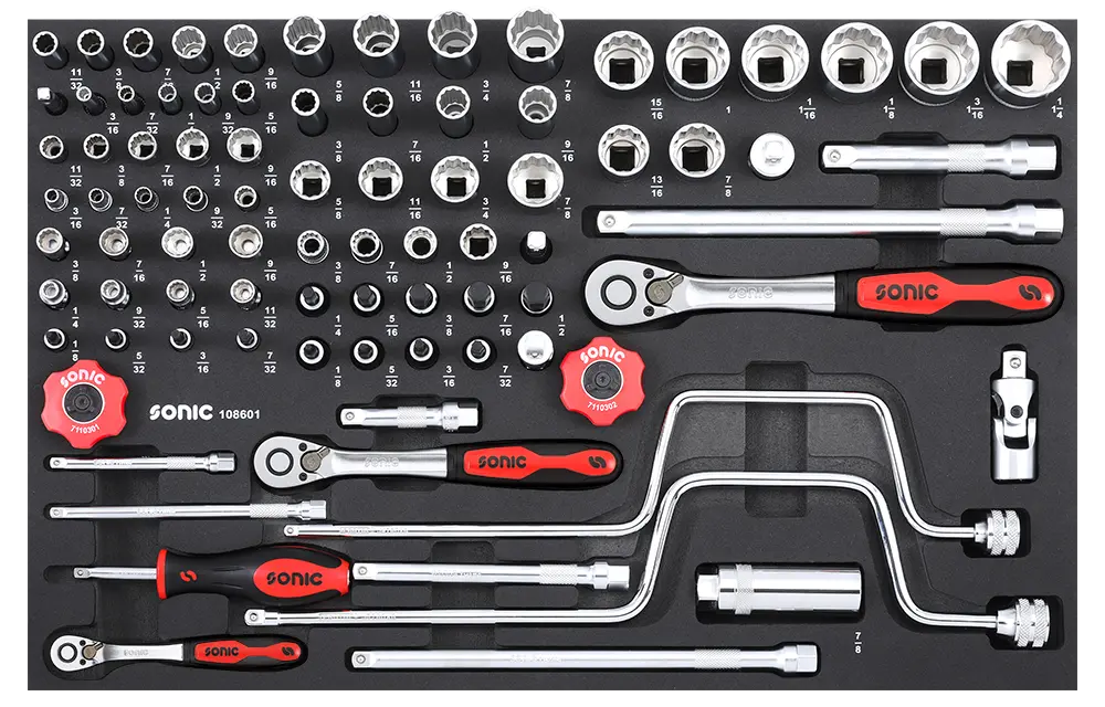 Bit socket set 1/4 in., 3/8 in. and 1/2 in., SFS-M, 86 pcs (108601, SONIC)