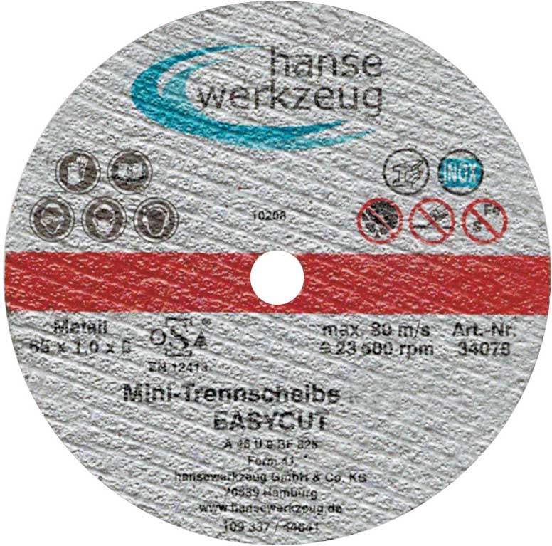 Minitrennscheibe "Easy-Cut" Blech 65 x 1,0 x 6,0mm (VE 25 Stück) (00034078, PICHLER)