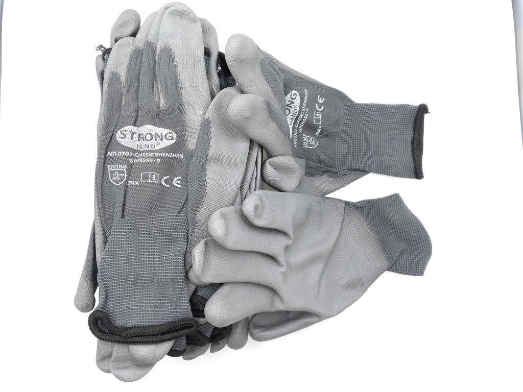 Werkstatt-Handschuh "Nylon Strick" grau Gr.9-VE12 Paar Teil-PU-Beschichtet (00096602, PICHLER)