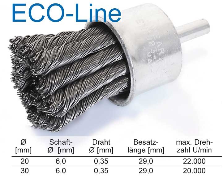 Gezopfte Pinselbürste 20 mm Schaft 6mm "ECO-LINE" (00099972, PICHLER)