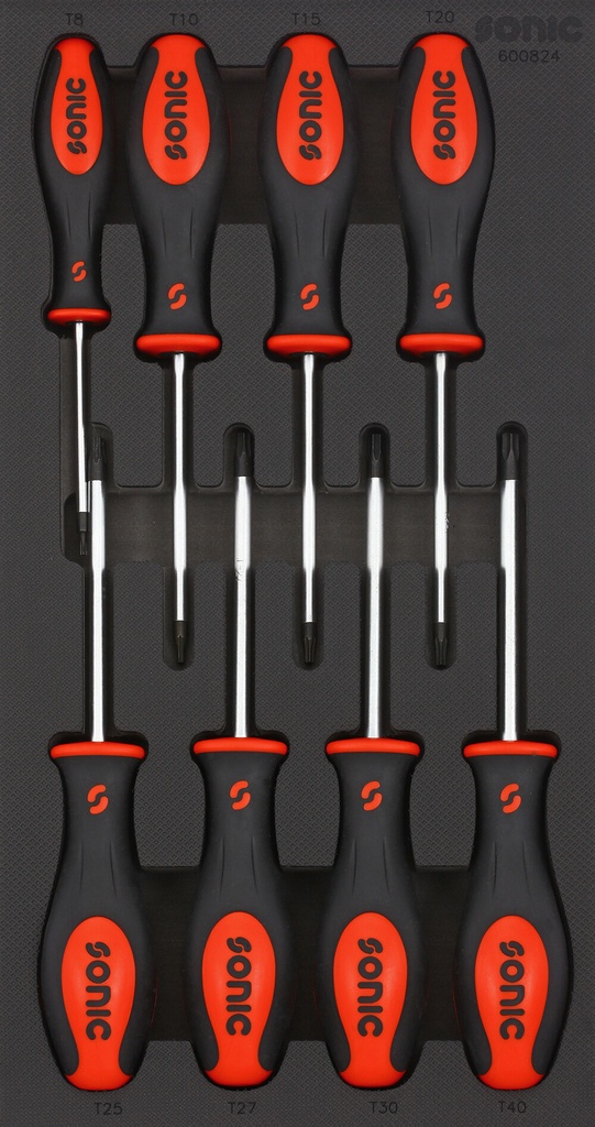 TORX atsuktuvų rinkinys vežimėlio dėkle SFS-S, 8 vnt. (600824, SONIC)