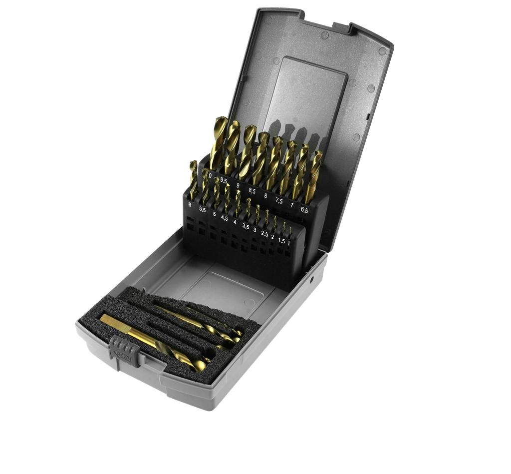 HSS twist drill set Cobalt 1-10 mm DIN 1897, 3-face shank holder (20300240, PICHLER)