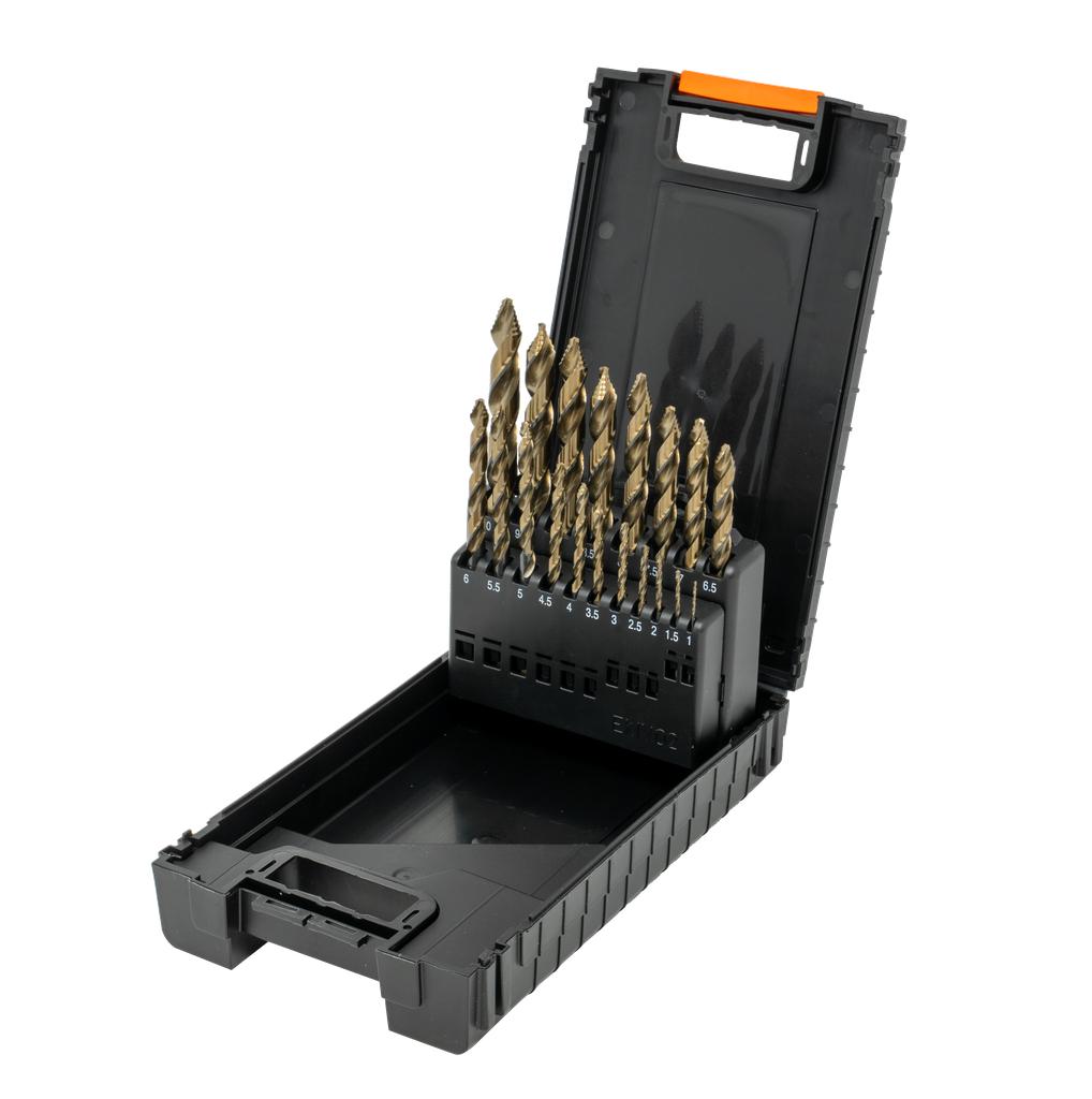 Premium HSS-Co 5% Step Drill Bit Set, 19 pcs. with 3-flat shank (20304000, PICHLER)