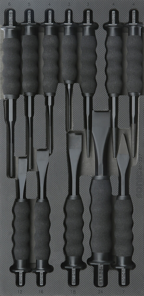Tool trolley insert set, chisels and punches, 12 pcs (601227, SONIC)