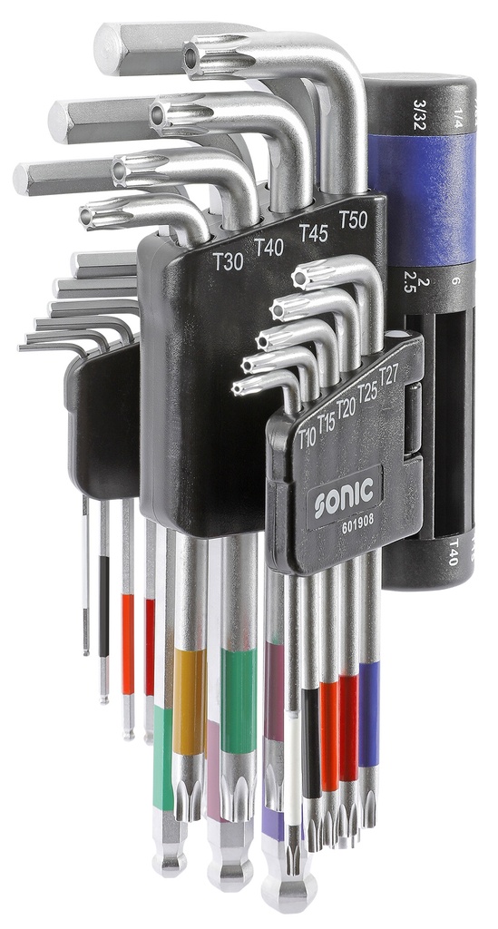 Angled long hex and TORX key set 19pcs (601908, SONIC)