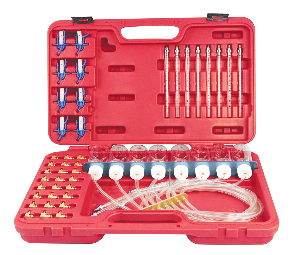 Common Rail injector return flow measurement set, 8 tubes, adapters Bosch, Siemens, Denso, Delphi (43049950, PICHLER)