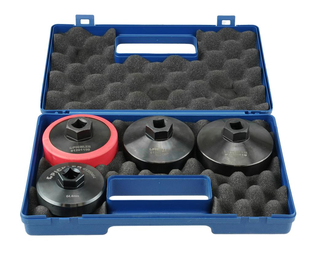 Oil filter socket set 4 pcs., 64,4 mm / 74,4 mm / 76 mm / 80 mm (61224000, PICHLER)
