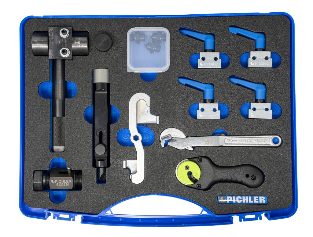Brake line service set, 14 pcs., incl. flaring tool, bending device, (61339030, PICHLER)