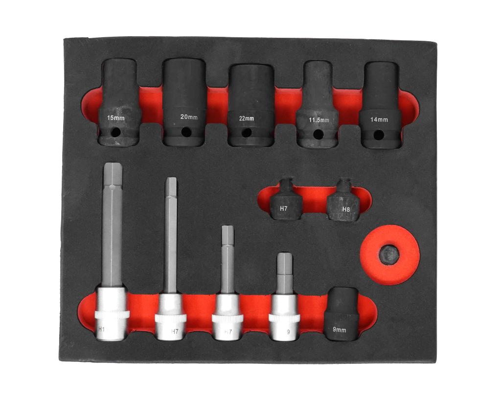 Bremssattelbefestigungs-Spezialwerkzeug Set Sonder-Stecknüsse 13-tlg. (61348913, PICHLER)
