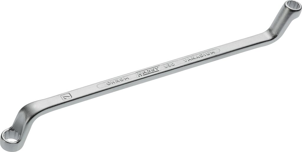 Dvigubas žiedinis (kilpinis) raktas, išorinis 12 briaunų traukos profilis, 6 × 7 mm (630-6X7, HAZET)