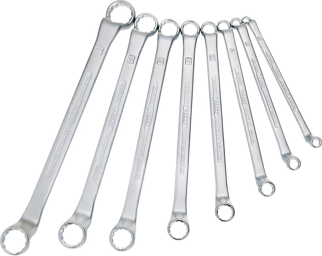 Double box-end wrench set, outside 12-point traction profile, 12 pcs (6×7 – 27×32 mm) (630/12, HAZET)