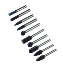 Carbide burr set, cross cut, 10 pcs, shank 6 mm (67060100, PICHLER)