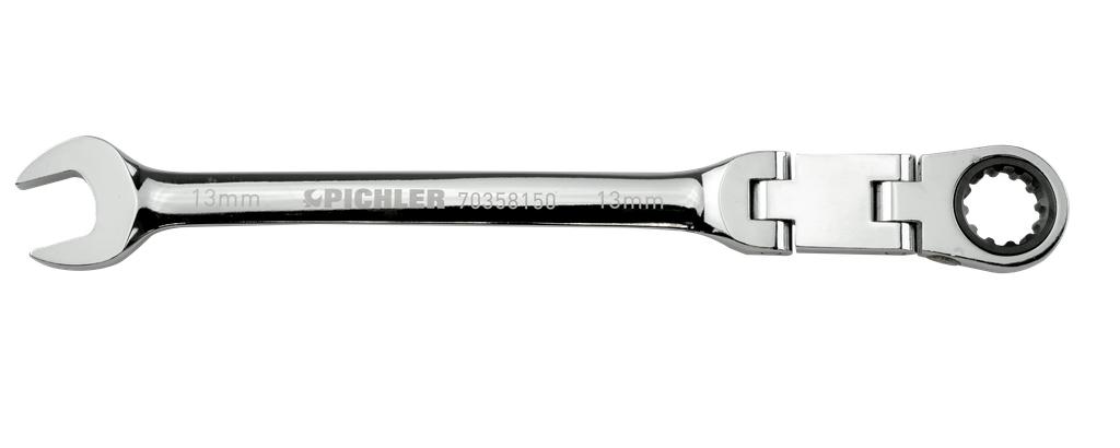 Kombinuotas terkšlinis raktas su dvigubu lankstu, 13 mm, smulkiadantis, 120 dantų (70358150, PICHLER)