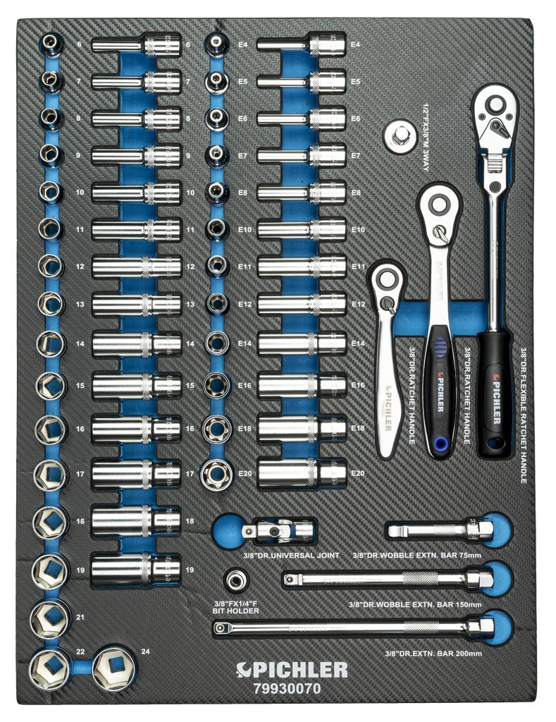 Socket Set 3/8", 64 pcs. (79930070, PICHLER)