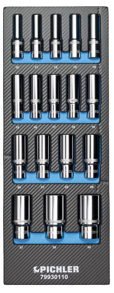 Long Socket Inserts 1/2", 17 pcs. (79930110, PICHLER)