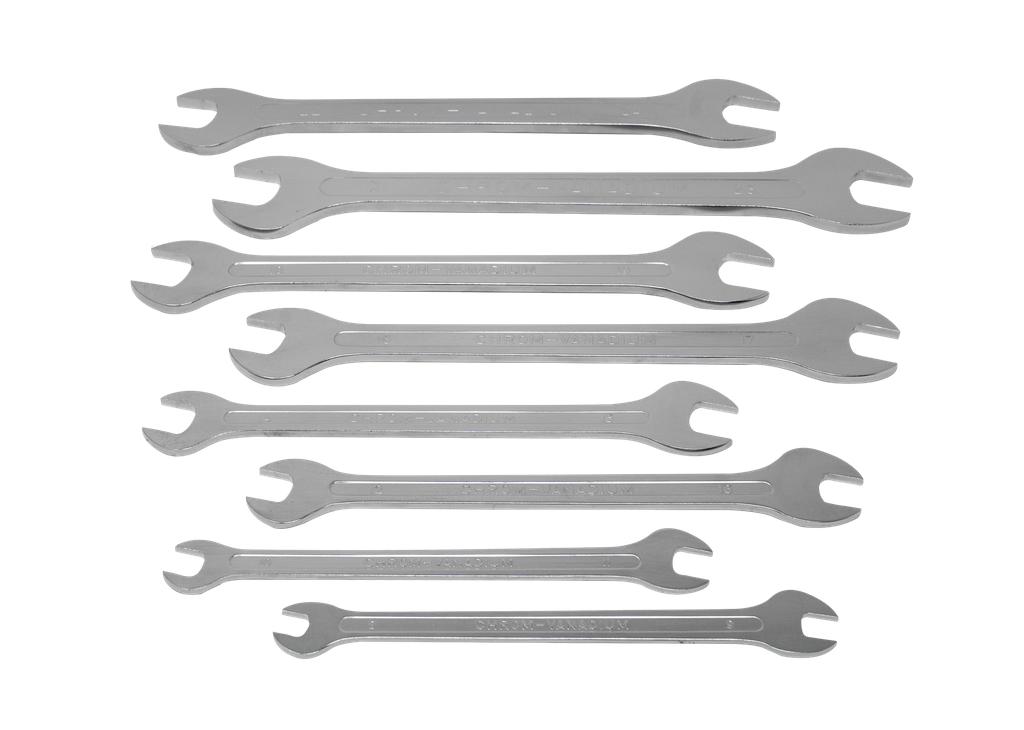 Double open-end spanner set, 8 pcs., extra flat (79930230, PICHLER)