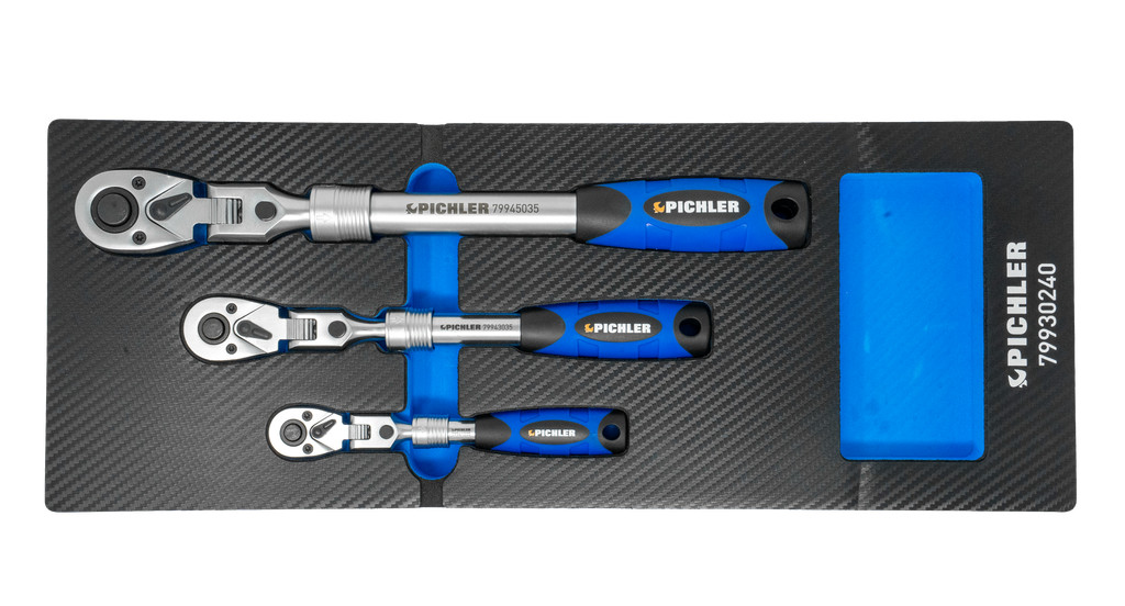 Teleskop-Gelenkkopfknarren-Set 3-tlg., 1/4", 3/8", 1/2" (79930240, PICHLER)