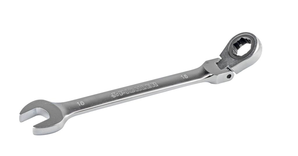 Ratchet ring wrench with joint, 16 mm, snowflake profile, 72 teeth (79940816, PICHLER)