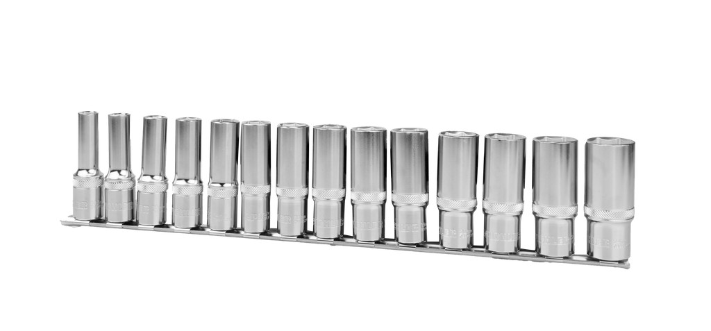 Steckschlüsselsatz lang 1/2" SW 10 - SW 24, 14-tlg. auf Klemmleiste (79945205, PICHLER)
