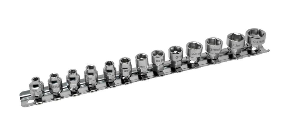 Steckschlüssel Set 13 tlg. 6-kant, extra kurz, 4 mm - 14 mm (79949100, PICHLER)