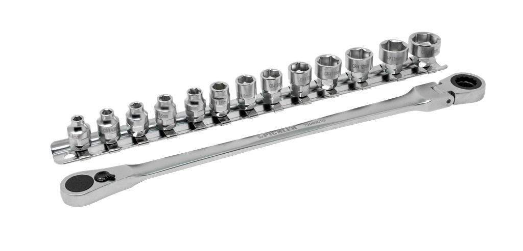 Extra-short socket set, 4-14 mm, 14 pcs, incl. extra-long joint head (79949120, PICHLER)