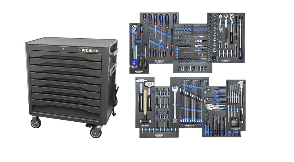 Tool Cabinet P36s, Color: BLACK, incl. tool assortment (79960110, PICHLER)