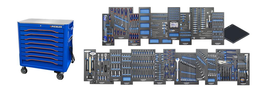 Tool Cabinet P36s, Color: BLUE, incl. tool assortment (79960300, PICHLER)