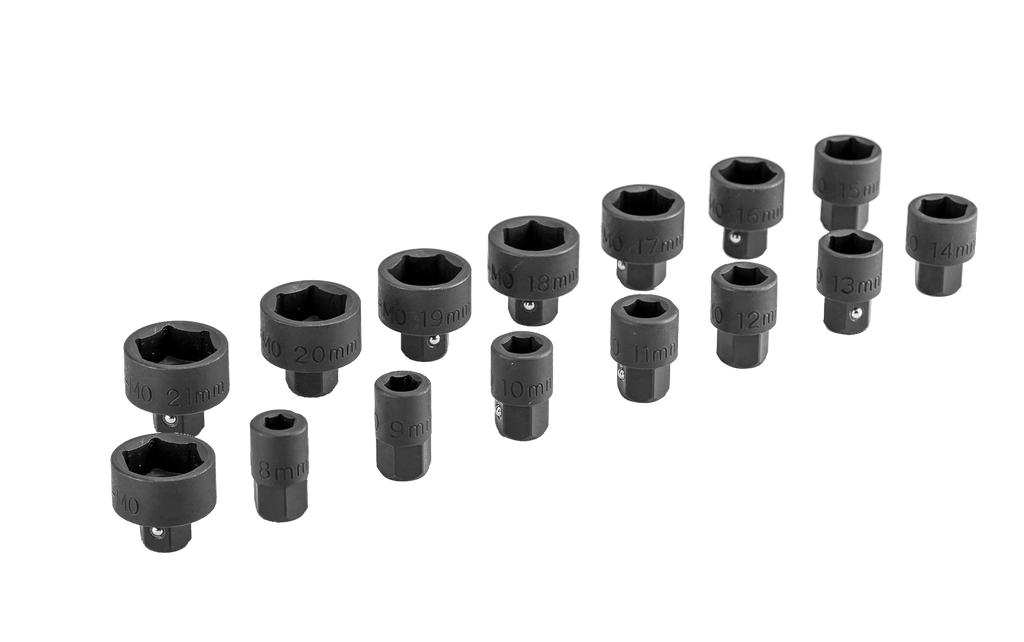 XS-Impact socket set 15 pcs. 8 - 21 mm x 14 mm Drive (80303005, PICHLER)