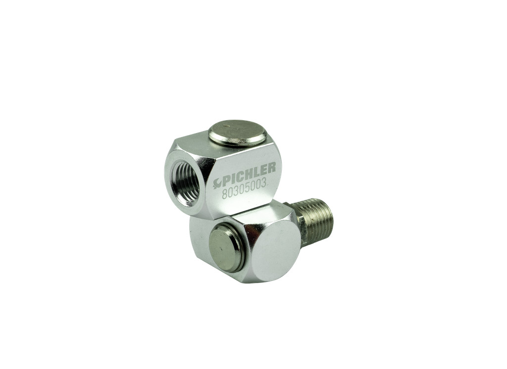 Pneumatic double-jointed cube, 2 x 360° rotation, 1/4" NPT (80305003, PICHLER)