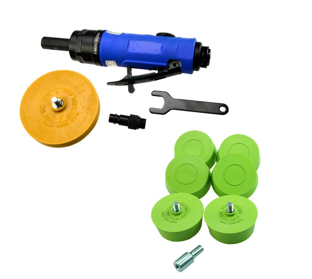 Druckluft-Stabradierer Set 7 Stk. Felgen-Radierscheiben inkl. Adapter (82051015, PICHLER)
