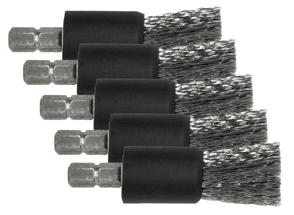 Pinselbürste Stahl ø 17 mm 6-kant Bitaufnahme 1/4 - 5 Stück (90390135, PICHLER)