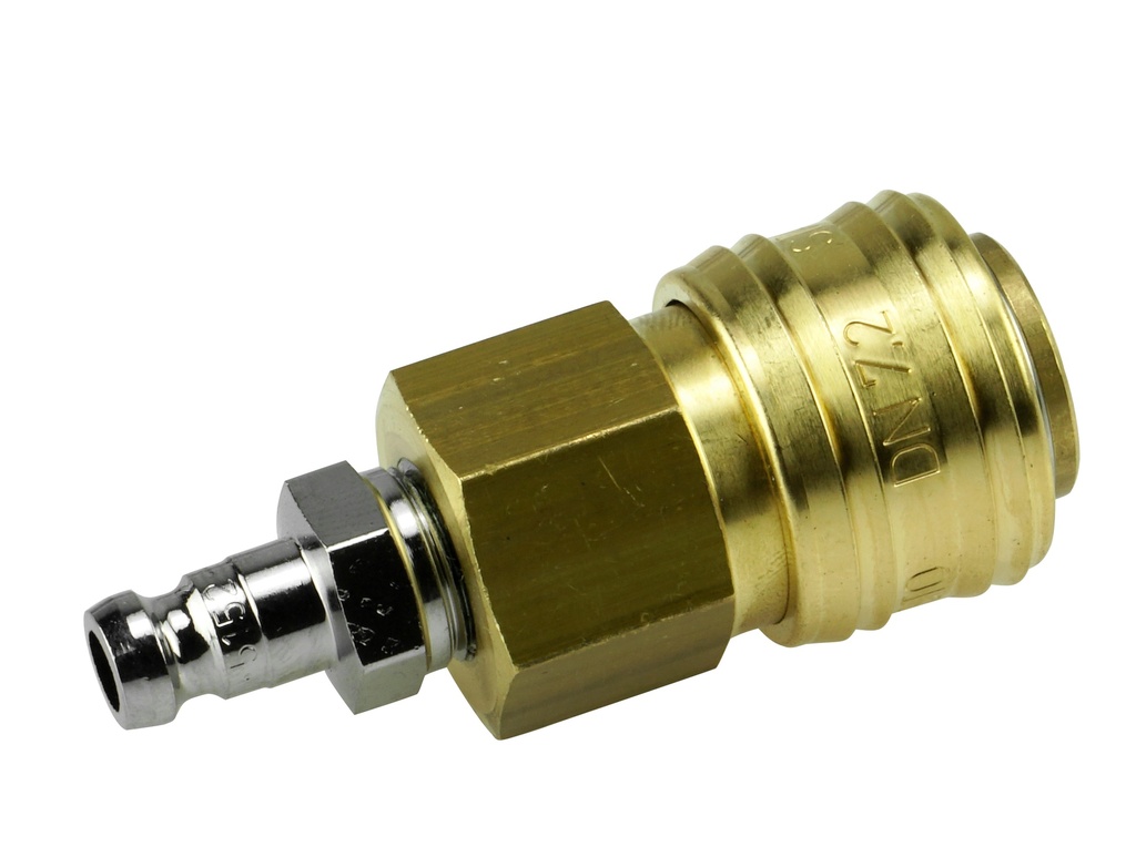 Verbindungsadapter Eurokupplung IG 1/4" Stecknippel DN5, MS, G1/4" konisch AG (90946405, PICHLER)