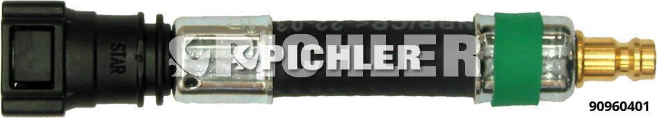 Tiesi mova Ø9,89 mm (žalia) su žarnele ir kištuku DN5 (90960401, PICHLER)