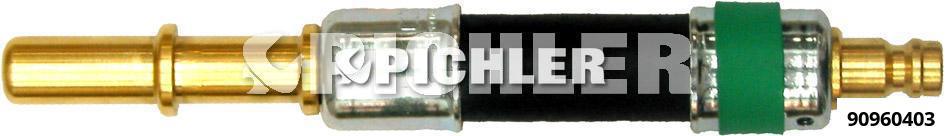 Straight plug Ø9.89 mm (green) with hose and DN5 plug (90960403, PICHLER)