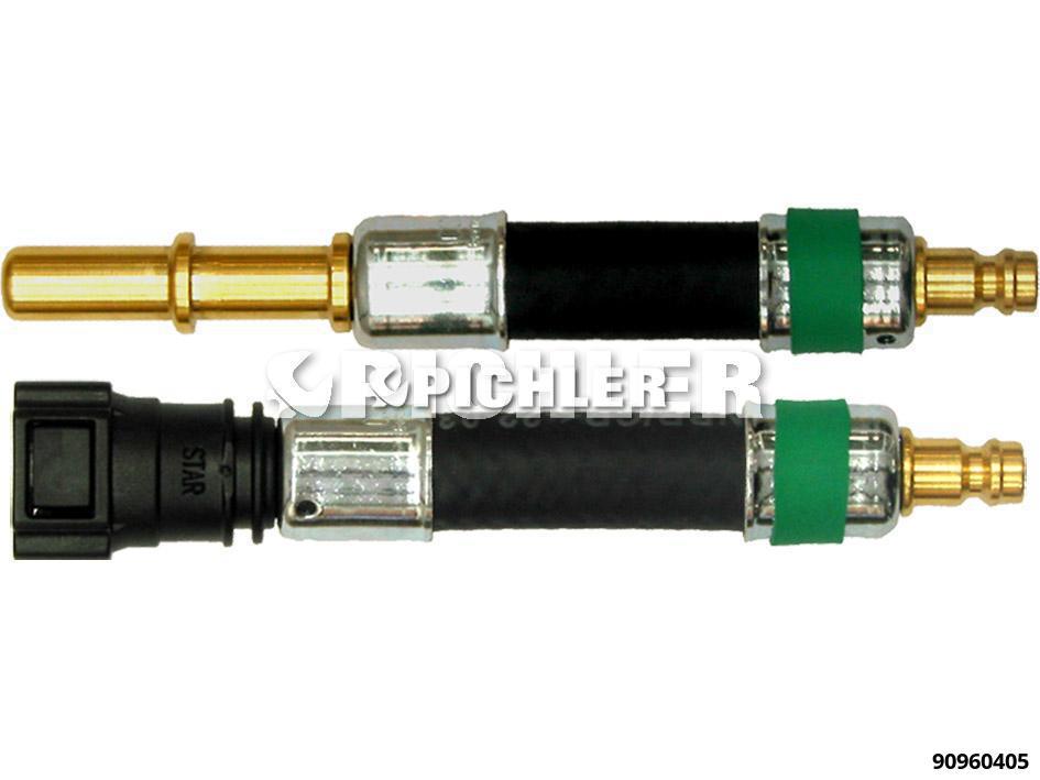 Fuel line adapter set, 2 pcs – straight coupling and plug, Ø9.89 mm, green (90960405, PICHLER)