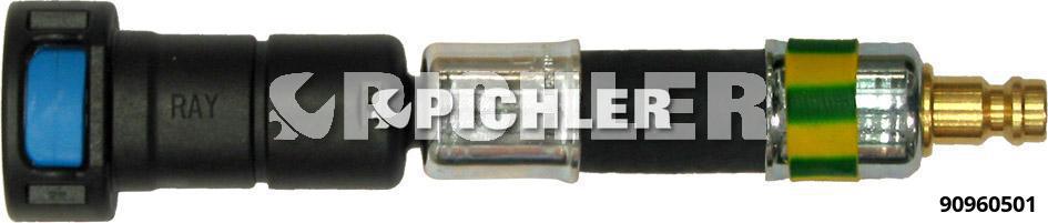 Tiesi mova Ø11,80 mm (geltonai žalia) su žarnele ir kištuku DN5 (90960501, PICHLER)