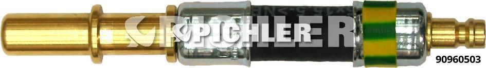 Straight plug Ø11.80 mm (yellow-green) with hose and DN5 plug (90960503, PICHLER)