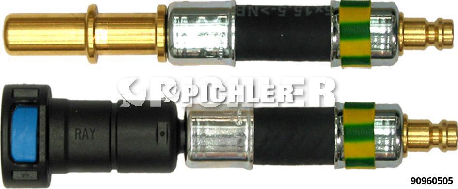 Fuel line adapter set, 2 pcs – straight coupling and plug, Ø11.80 mm, yellow-green (90960505, PICHLER)