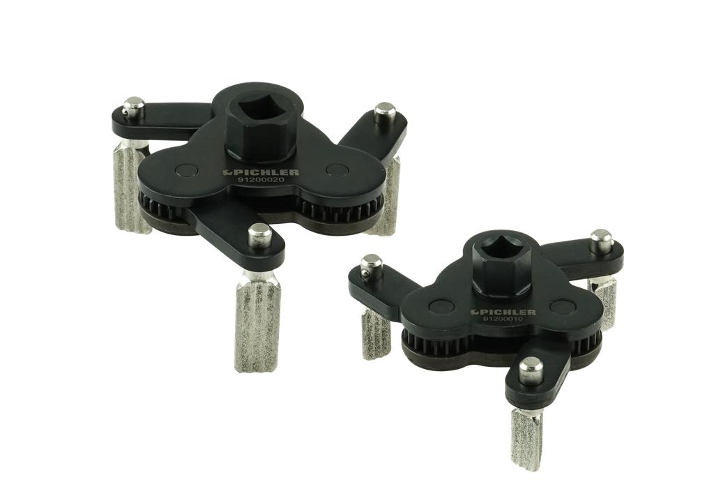 Universal oil filter clamp set, 2 pcs. 3 diamond-coated clamping jaws, (91200025, PICHLER)