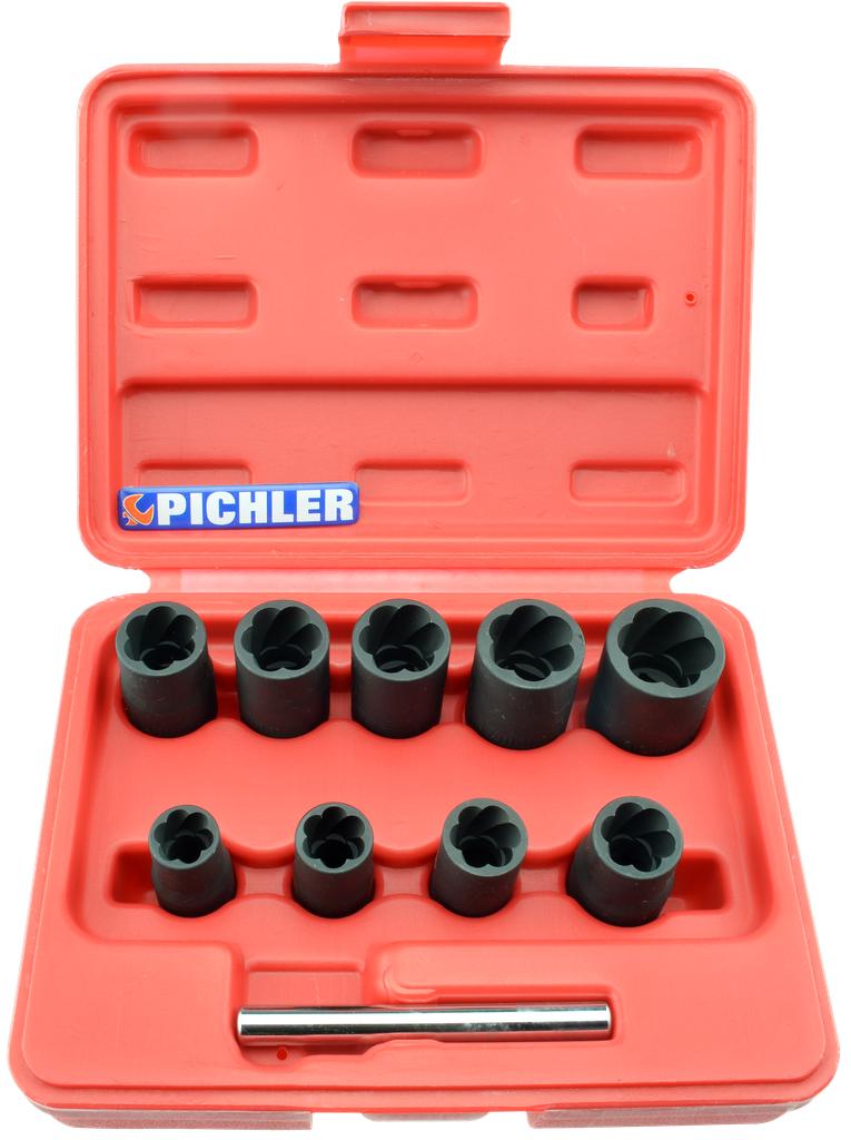 Twist Socket Extractor Set, 9 pcs., 3/8", 10-19 mm (9130010, PICHLER)