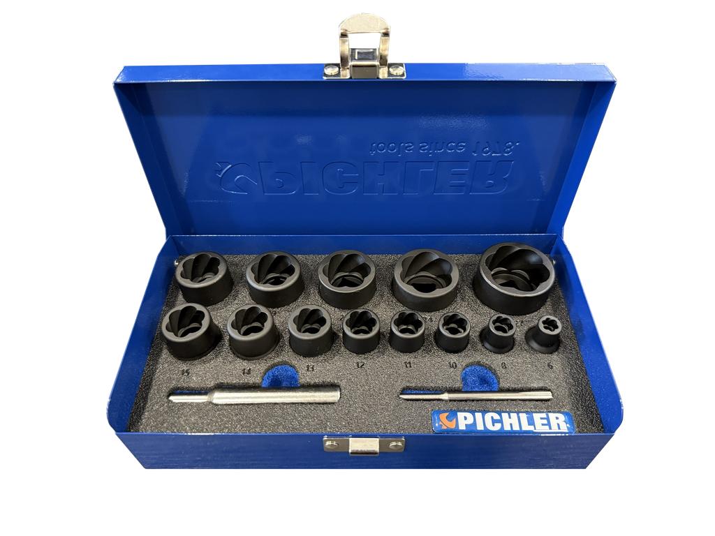 Veržlių išsukiklių TWIST SOCKET komplektas, 15 dalių (91300115, PICHLER)