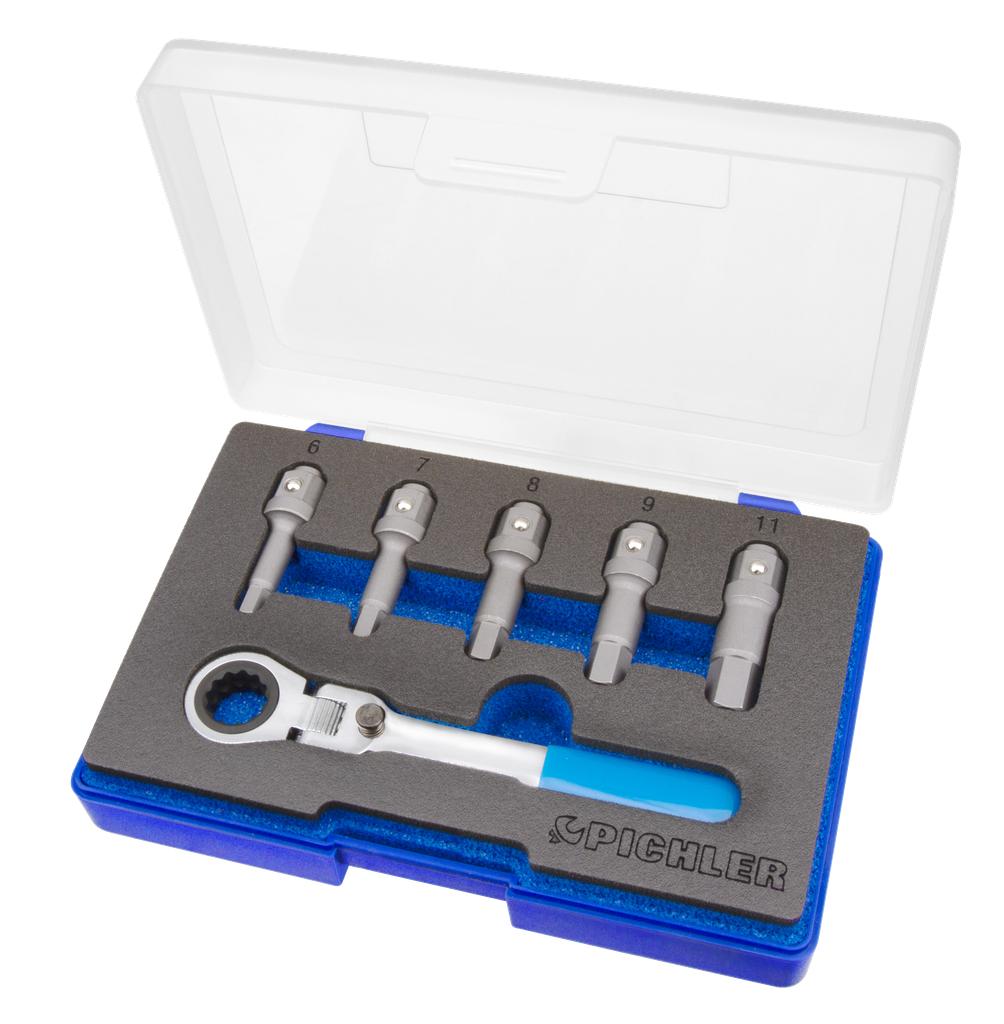 Special bit inserts with 180° joint ratchet 13 mm, 6 pcs. (91348810, PICHLER)
