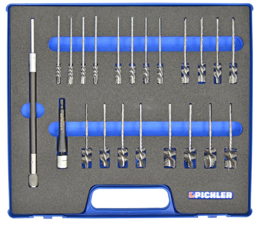 Twisted-wire brush cleaning set with brushes Ø 6, 8, 10, 13 & 16 mm (9139000, PICHLER)