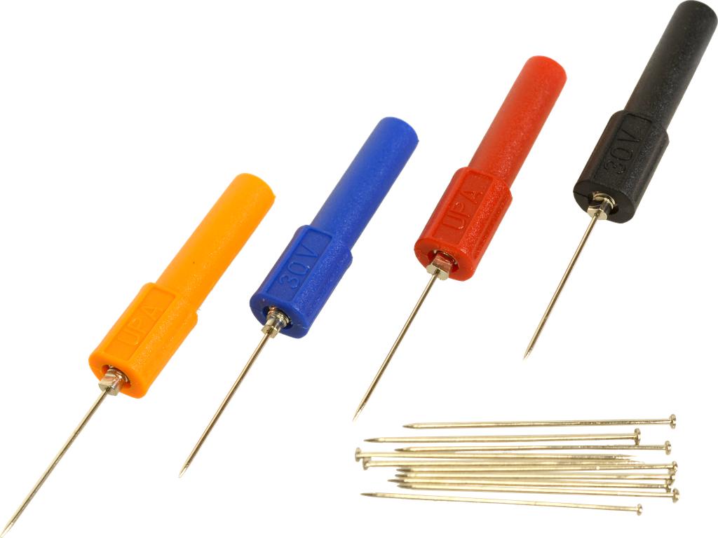 Probe Needle Set, Flexible Tip Four Colour Coded 4mm Connectors (9514755, PICHLER)