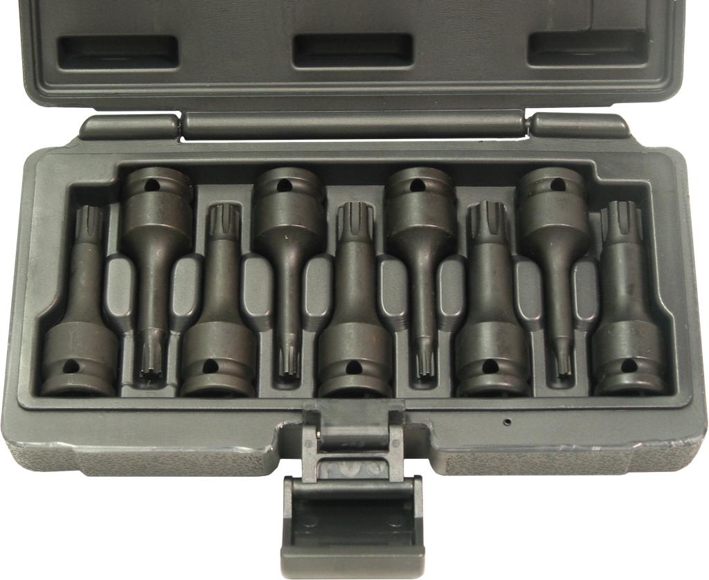 Impact Ribe Bit Set 9 pc. M5 - M14 drive 1/2" length 75mm in durable plastic case (9705910, PICHLER)