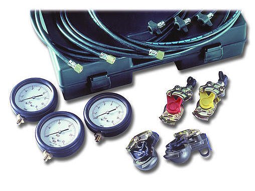 Brake pressure tester for pneumatic braking systems (trucks) 3 pressure gauges (100102, LEITENBERGER)